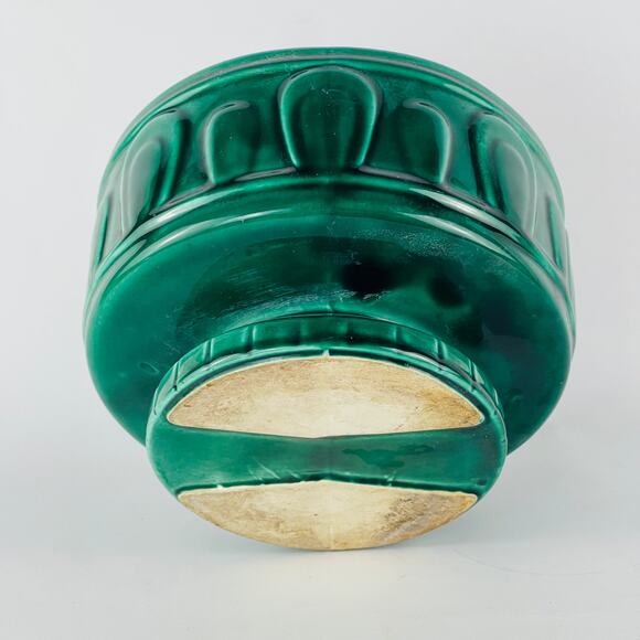 Vintage McCoy Green Pottery Planter Flower Bowl 6 3/4 x 4 5/8” - Picture 4 of 5